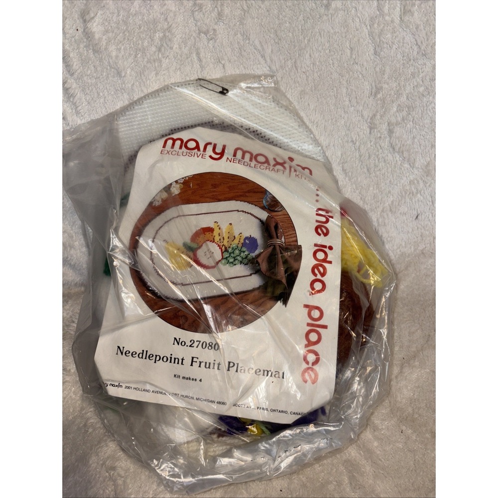 Vintage Mary Maxim Needlepoint Kit Fruit Placemat Set Of 4 27080